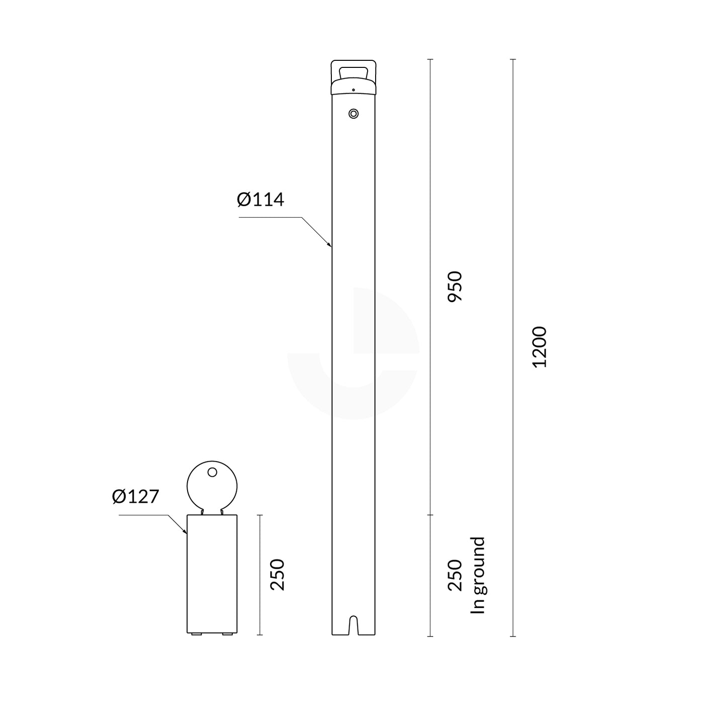 Bollard Heavy Duty - Removable KeyLock 114mm In Ground - Keyed Unique - Yellow
