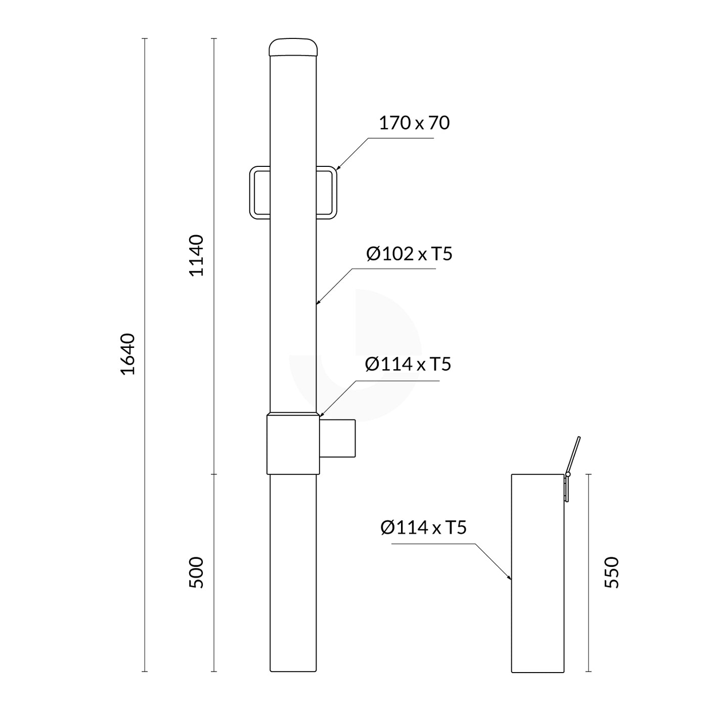 Bollard Heavy-Duty 114mm Removable In-Ground Single Lock Shared Zone Yellow