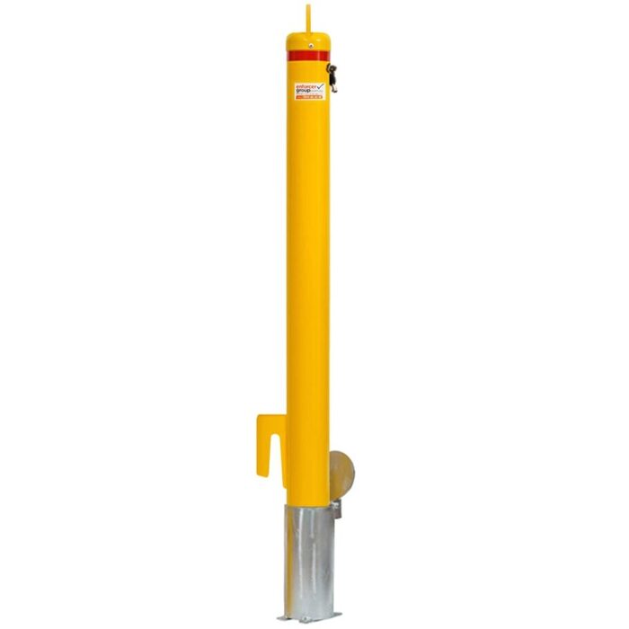 Bollard Heavy Duty - Removable KeyLock 90mm In Ground - Roller Door - Yellow