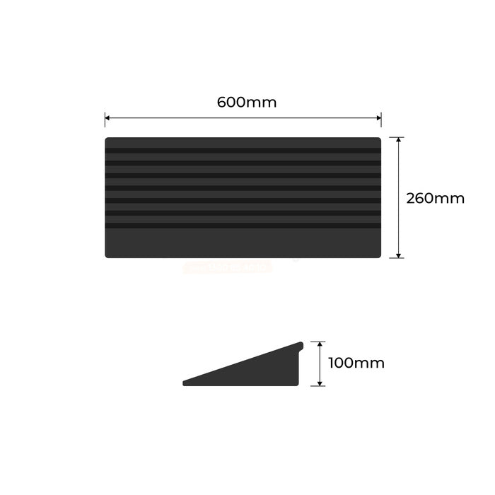 Kerb Ramp Rubber Black  - 100mm High