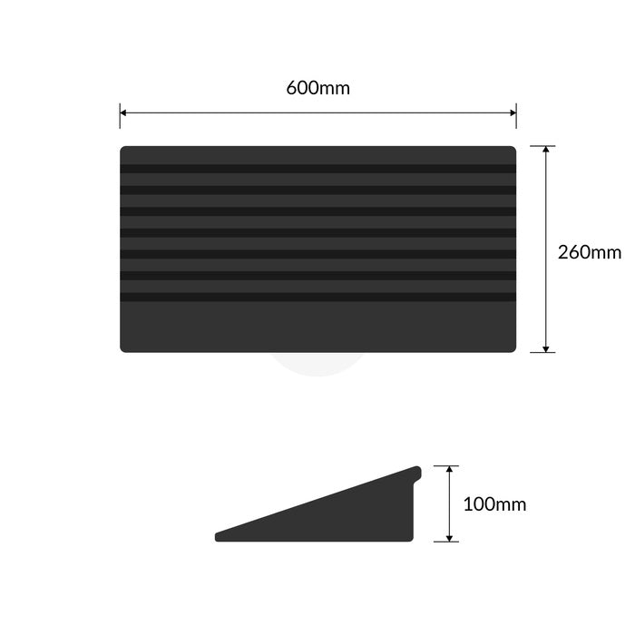 Kerb Ramp Rubber Black  - 100mm High