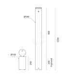 Bollard Premium Removable KeyLock 140mm In Ground - Stainless Steel 304
