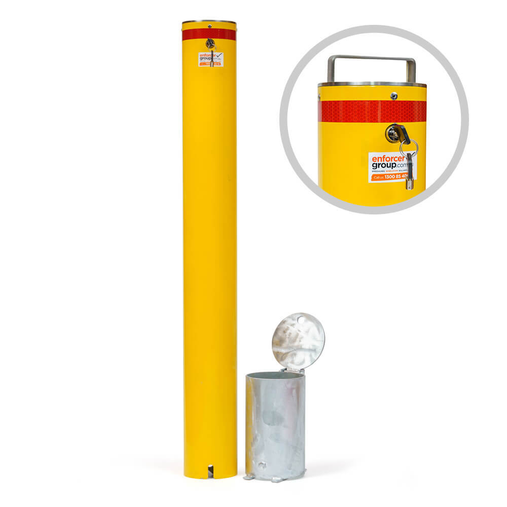 Bollard Premium Removable KeyLock 140mm In Ground - Yellow