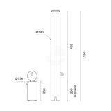 Bollard Premium Removable PadLock 140mm In Ground - Stainless Steel 304
