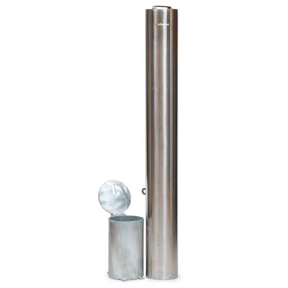 Bollard Premium Removable PadLock 140mm In Ground - Stainless Steel 304