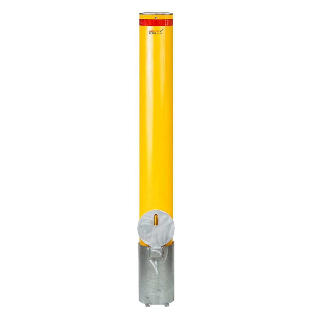 Bollard Premium Removable PadLock 140mm In Ground - Yellow