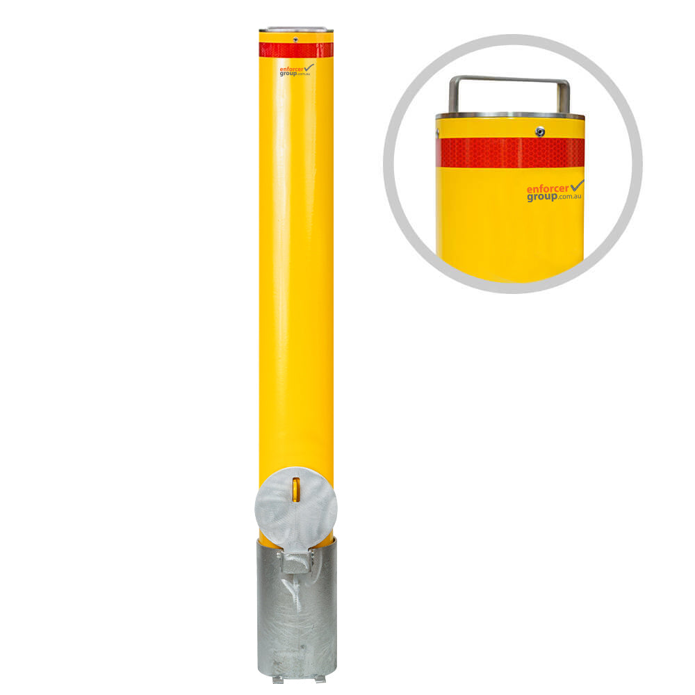 Bollard Premium Removable PadLock 140mm In Ground - Yellow