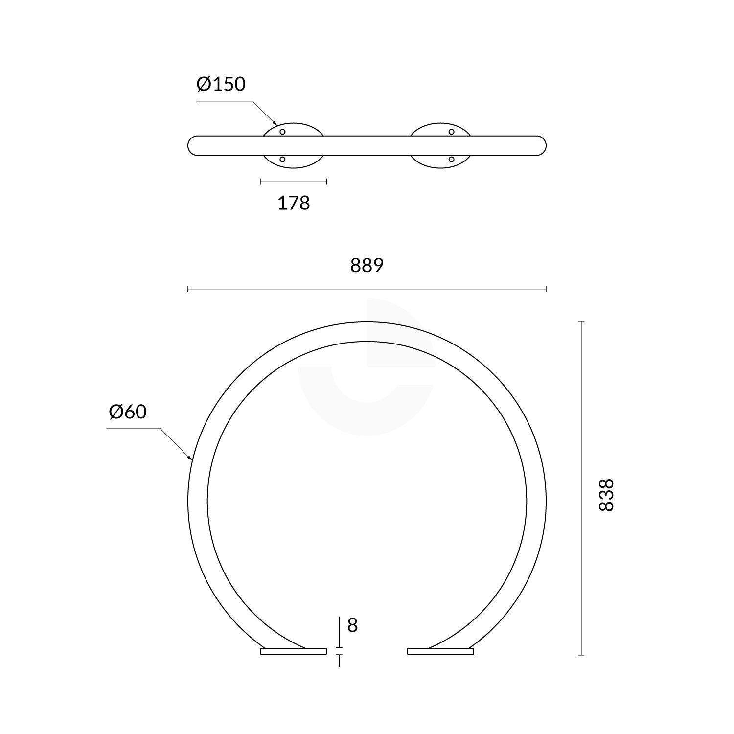 Bike Rack Surface Mounted Circular Stainless Steel 304
