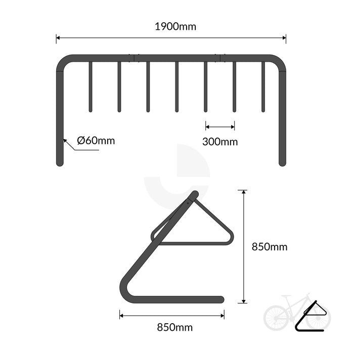 Bike Rack Galvanised Black Coat Hanger - Large