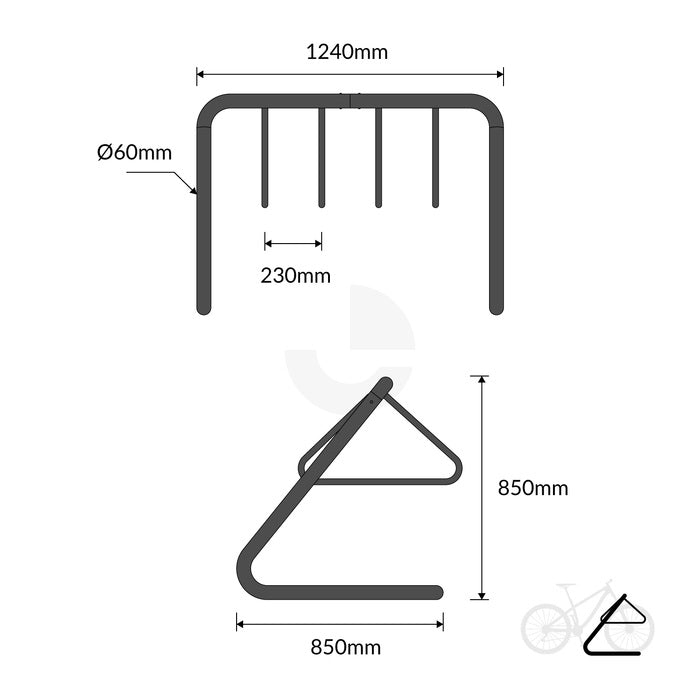 Bike Rack Galvanised Black Coat Hanger - Medium