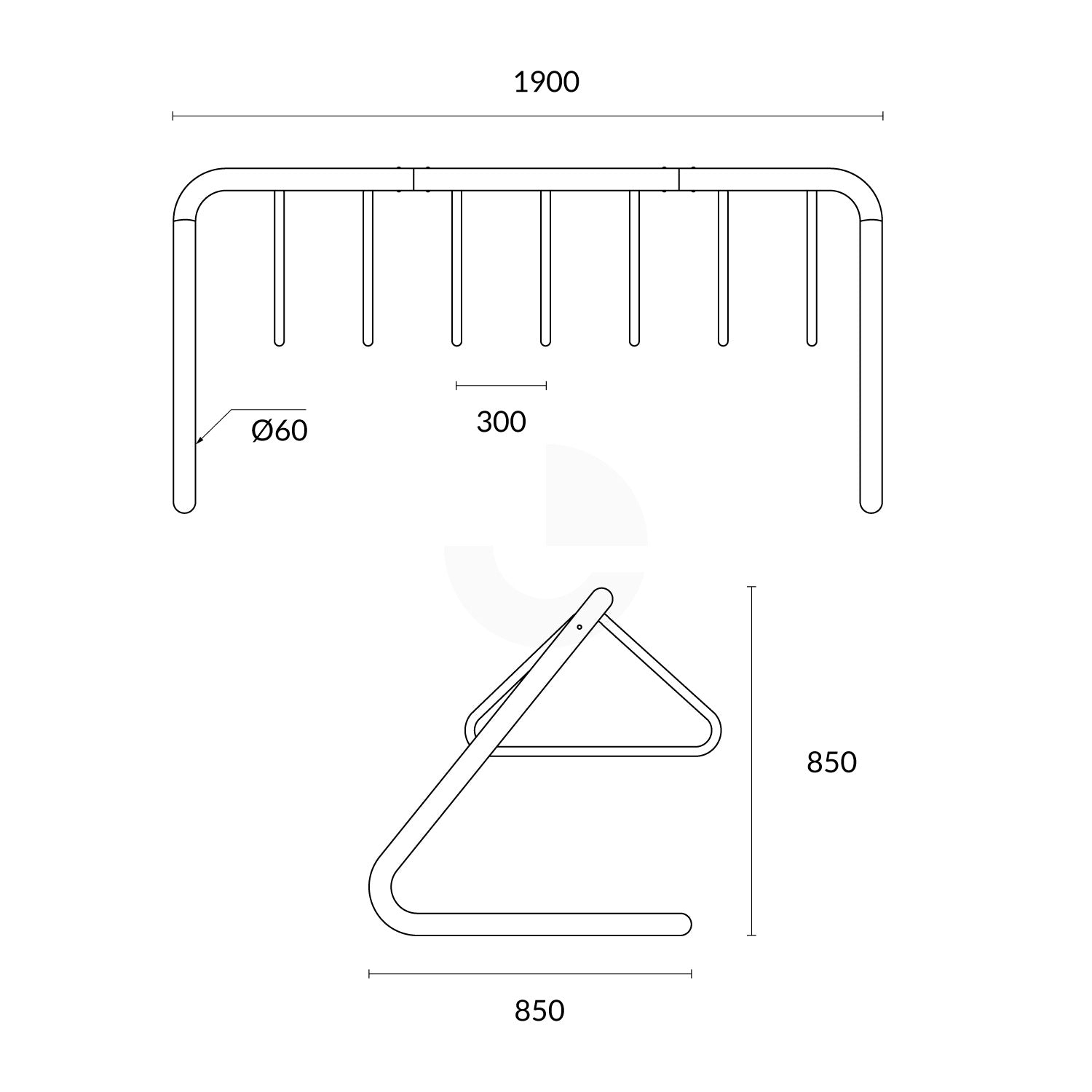 Bike Rack Galvanised Coat Hanger - Large