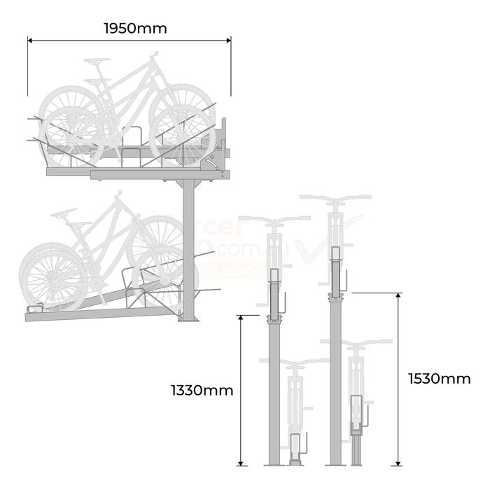 Bike Rack Double Tier Height with Ramp for  Bikes