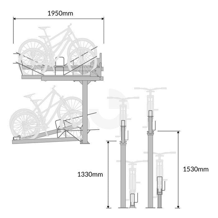 Bike Rack Double Tier Height with Ramp for  Bikes