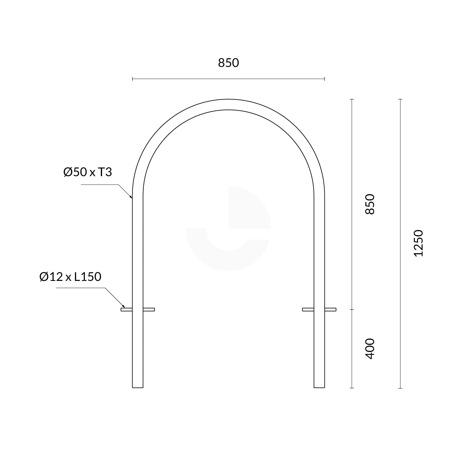 Bike Rack In-Ground Hoop Stainless Steel 304