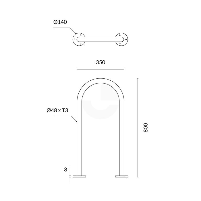 Bike Rack Narrow Hoop Surface Mounted - Galvanised
