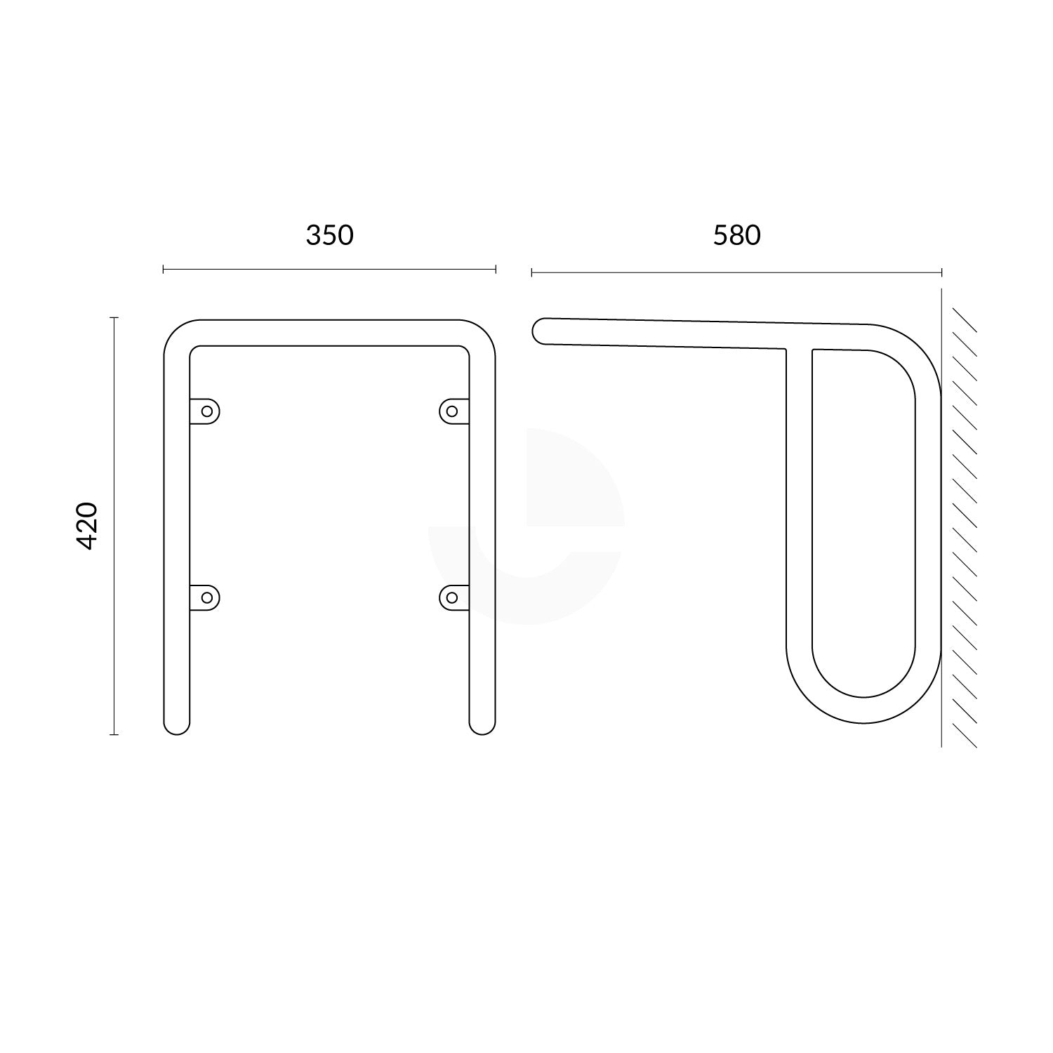 Bike Rack Over-Bonnet Wall Mounted - Galvanised and Powder Coated Black