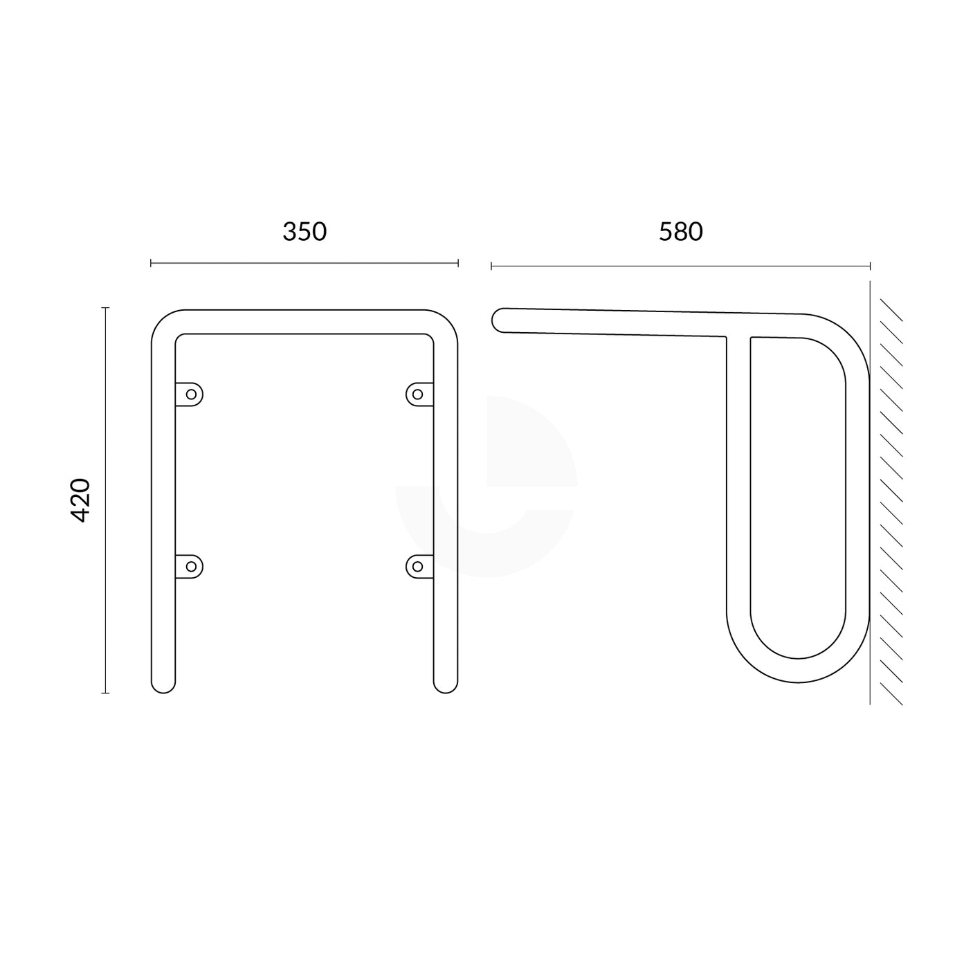 Bike Rack Over-Bonnet Wall Mounted - Galvanised