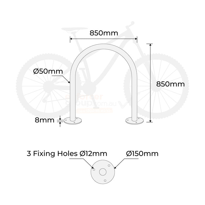 Bike Rack Galvanised Surface Mounted Hoop