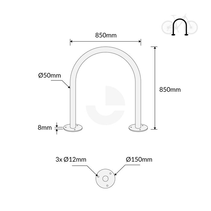 Bike Rack Galvanised Surface Mounted Hoop