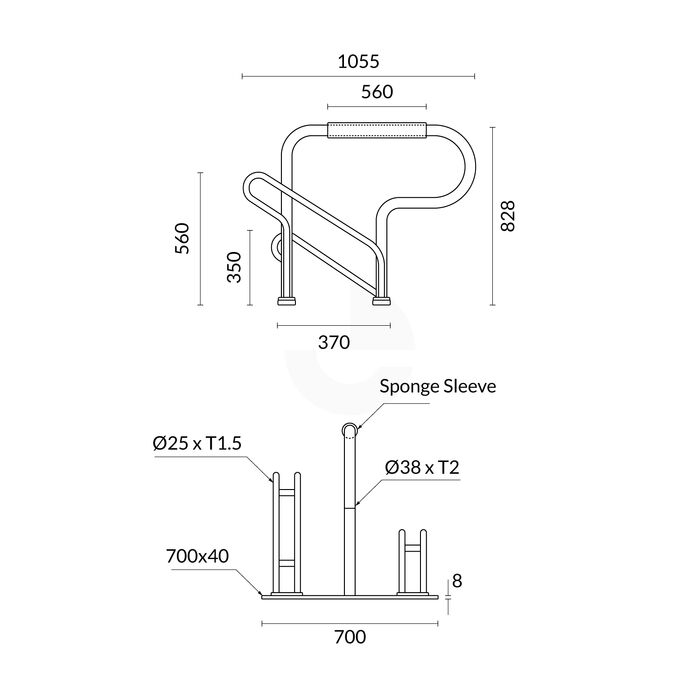 Surface Mounted Bike Rack - P Style Small