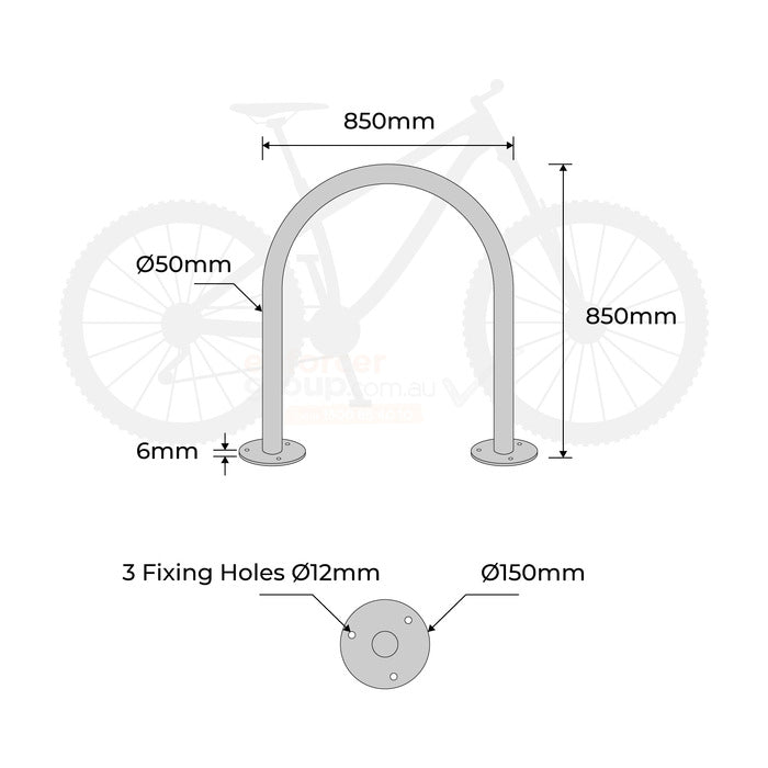 Bike Rack Stainless Steel Surface Mounted Hoop 304 Grade