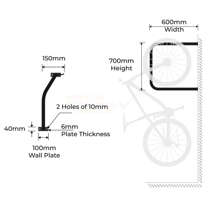 Bike Rack Wall Mounted - Galvanised Black