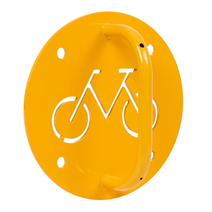 Wall-Mounted Round Bike Rack Yellow – Compact Durable | Enforcer Group