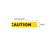 Caution Black On Yellow Barrier Tape 100m x 75mm