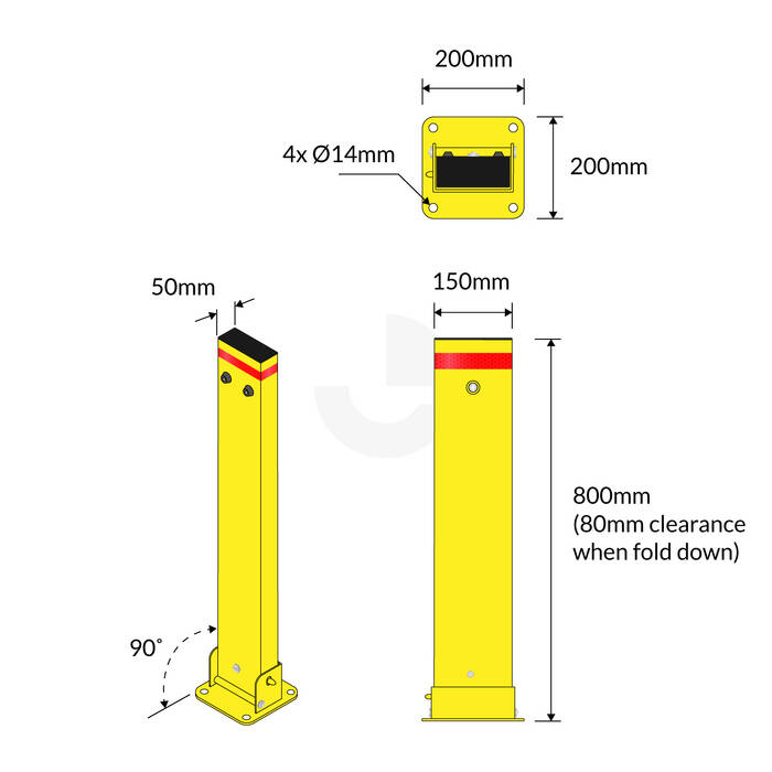 Bollard Rectangle Parking - Keylock