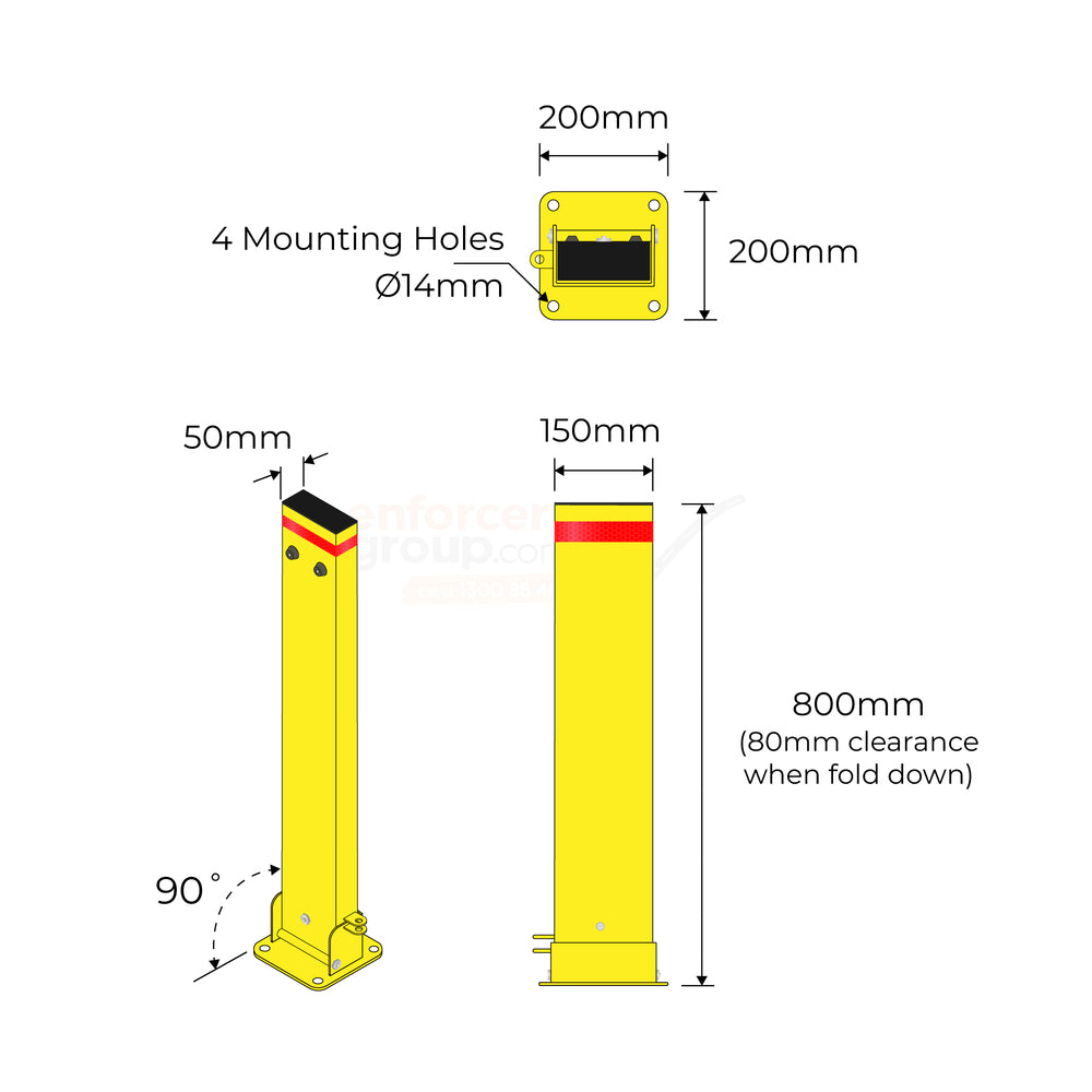 Bollard Rectangle Parking - Padlock