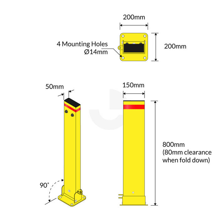 Bollard Rectangle Parking - Padlock