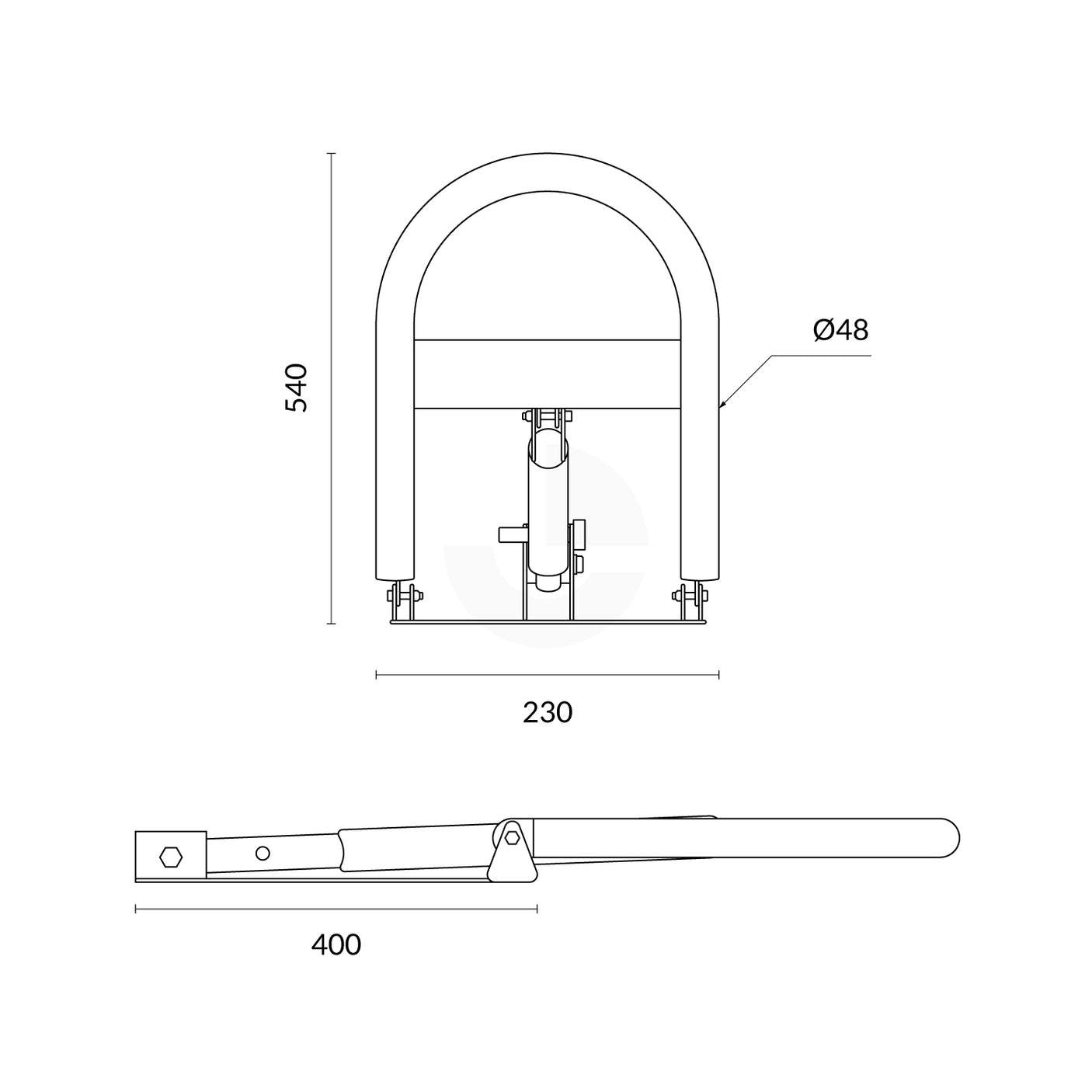 Parking U Bollard Manual - Padlock Included