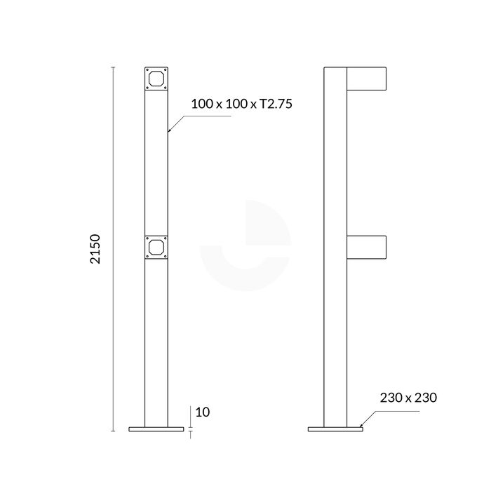 Intercom Bollard Post Dual Card Reader Surface Mounted - Yellow