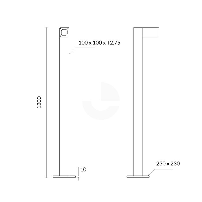 Intercom Bollard Post Single Card Reader Surface Mounted - Yellow