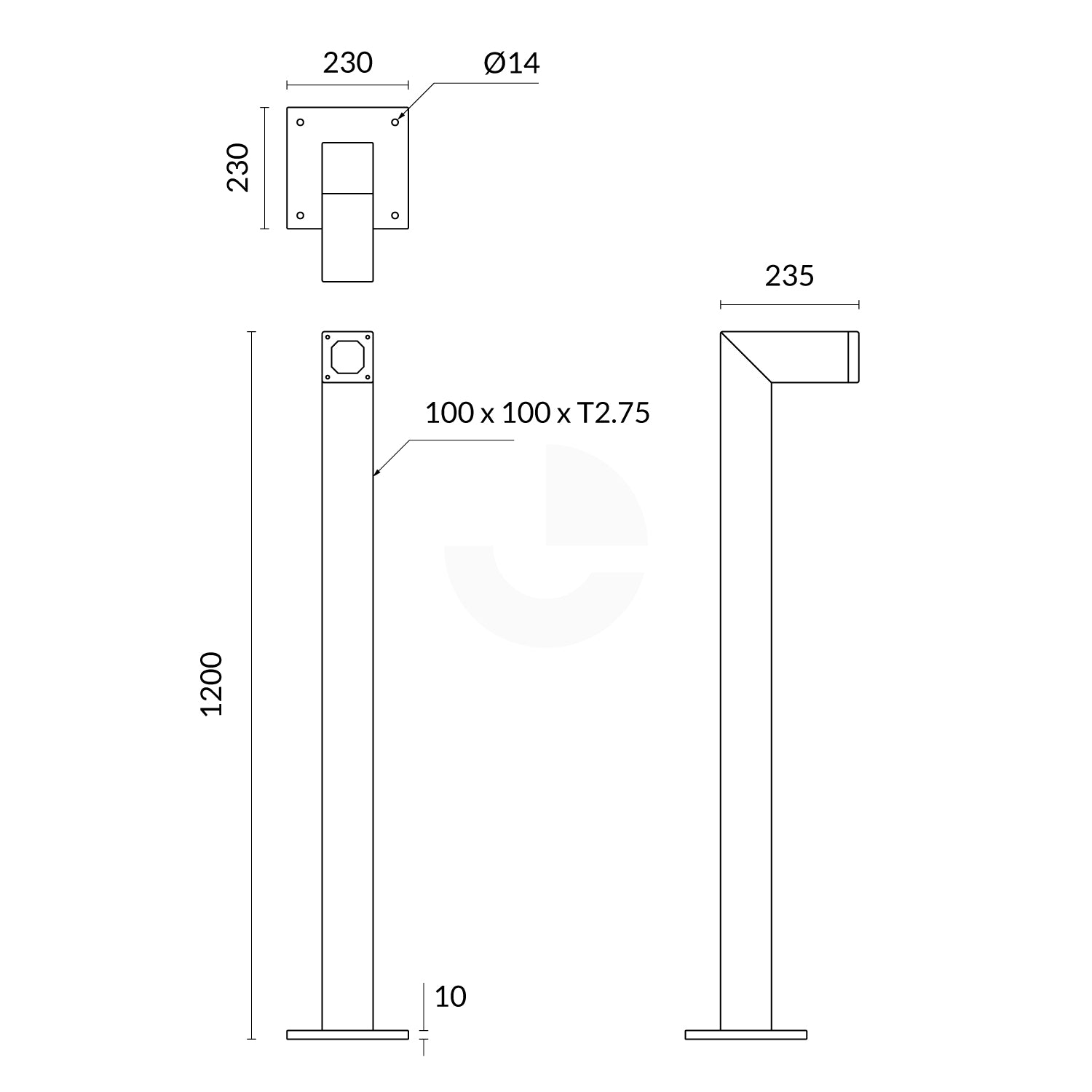Intercom Bollard Post Single Card Reader Surface Mounted - Yellow
