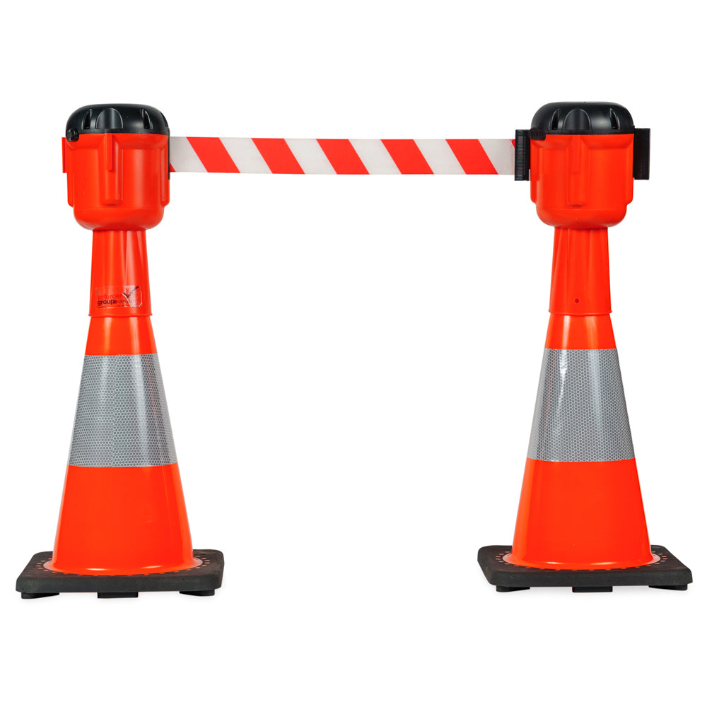 Cone Top Retractable Barrier - Red/White