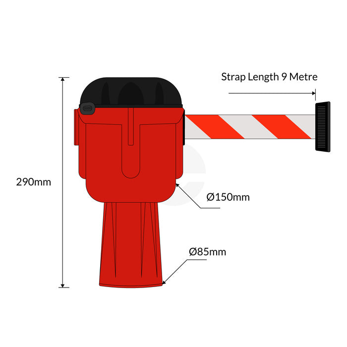 Cone Top Retractable Barrier - Red/White