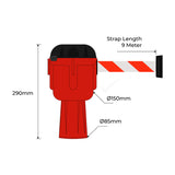 Cone Top Retractable Barrier - Red/White