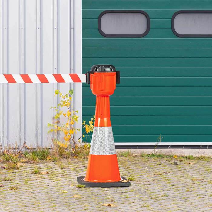 Cone Top Retractable Barrier - Red/White