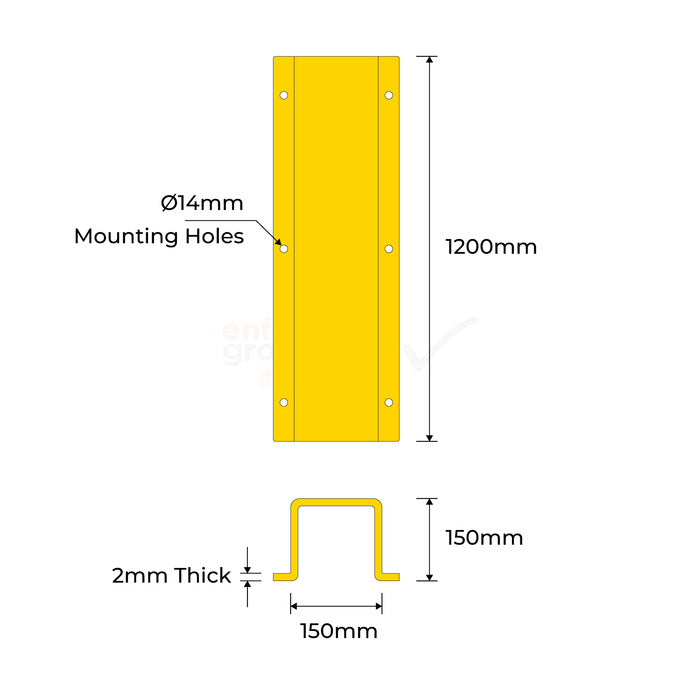 Downpipe Protector - 150mm Yellow