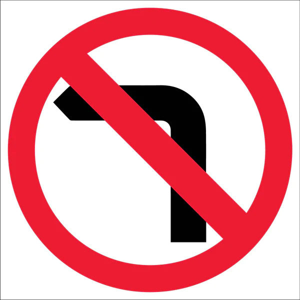 No Left Turn Sign 600x600mm, (corflute)