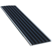 Enforcer Aluminium Recessed Nosing Natural or Black with Ridged PVC Insert - Flat Bar - Per  Metre