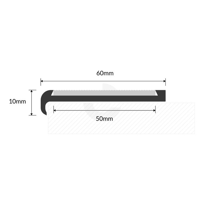 Aluminium Recessed Nosing Natural or Black with Corrugated Aluminium Insert - Per Metre