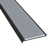 Aluminium Recessed Nosing Natural or Black with Corrugated Aluminium Insert - Per Metre