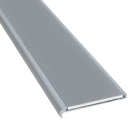 Aluminium Recessed Nosing Natural or Black with Corrugated Aluminium Insert - Per Metre