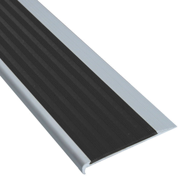 Aluminium Stair Nosing with Coloured Ridged PVC Insert - Per Metre