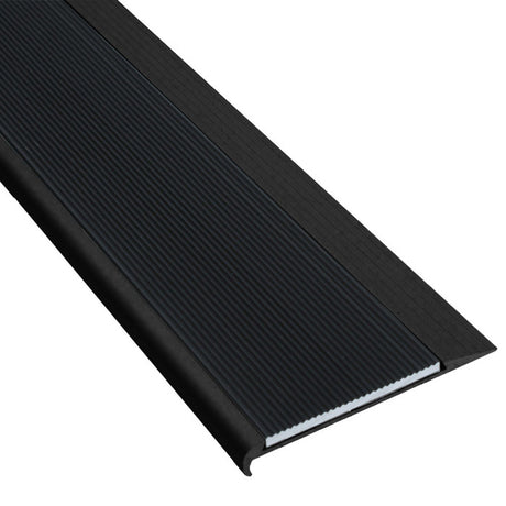 Aluminium Stair Nosing Natural or Black With Aluminium Corrugated Insert - Per Metre