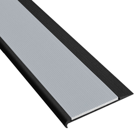 Aluminium Stair Nosing Natural or Black With Aluminium Corrugated Insert - Per Metre