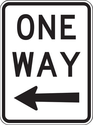 One Way Arrow Left  Sign 450x600mm