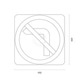 No Left Turn Sign 450x450mm, Aluminium